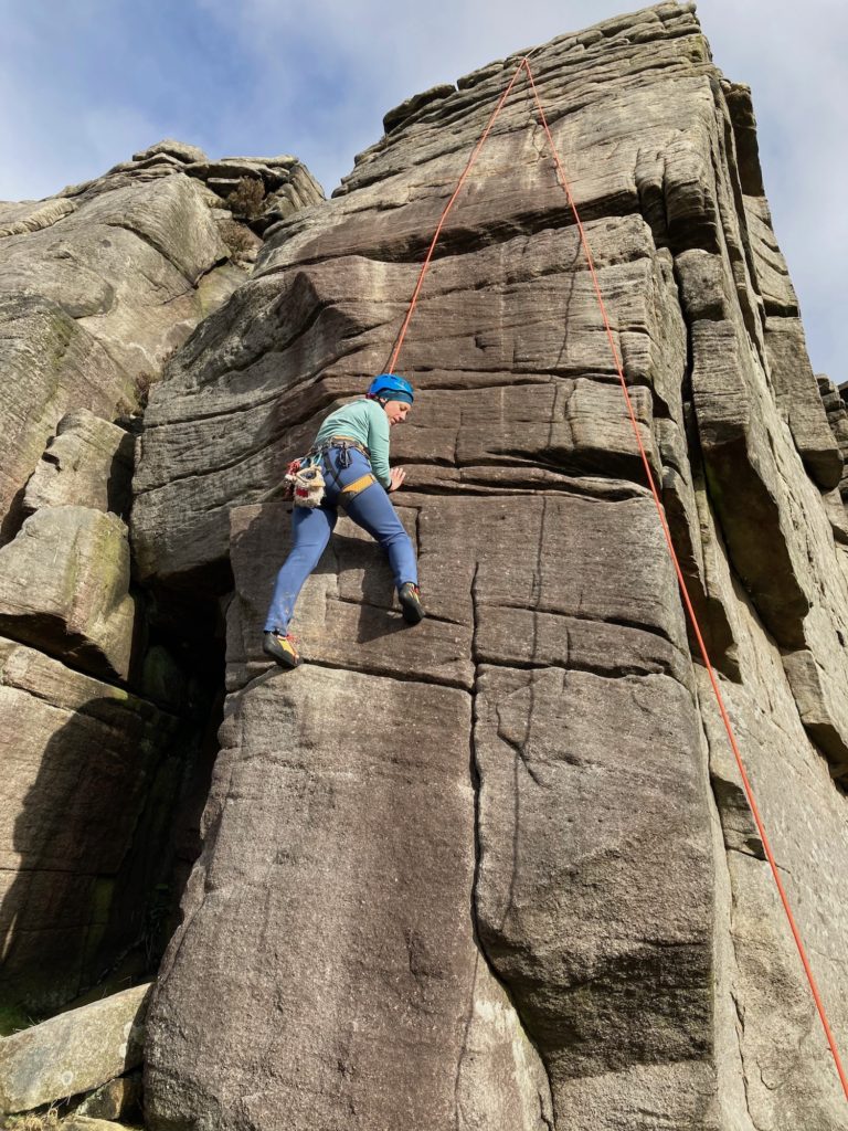 Coaching movement during a lead climbing development course